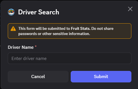 Driver search modal