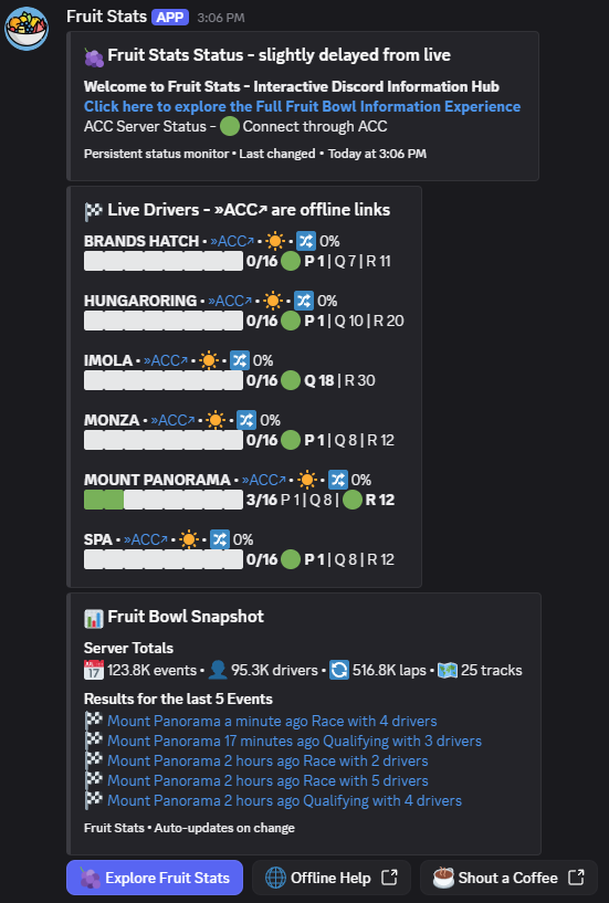 Fruit Stats live status card